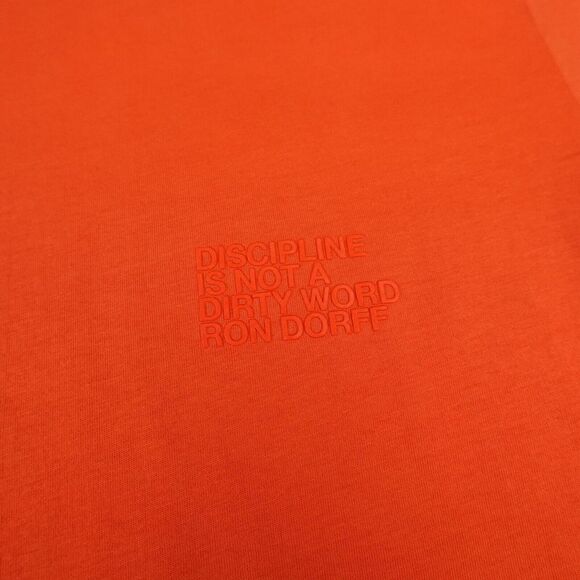 Ron Dorff T-Shirt Mens Large Orange "Discipline" Embossed Organic Cotton Casual- - Picture 4 of 12
